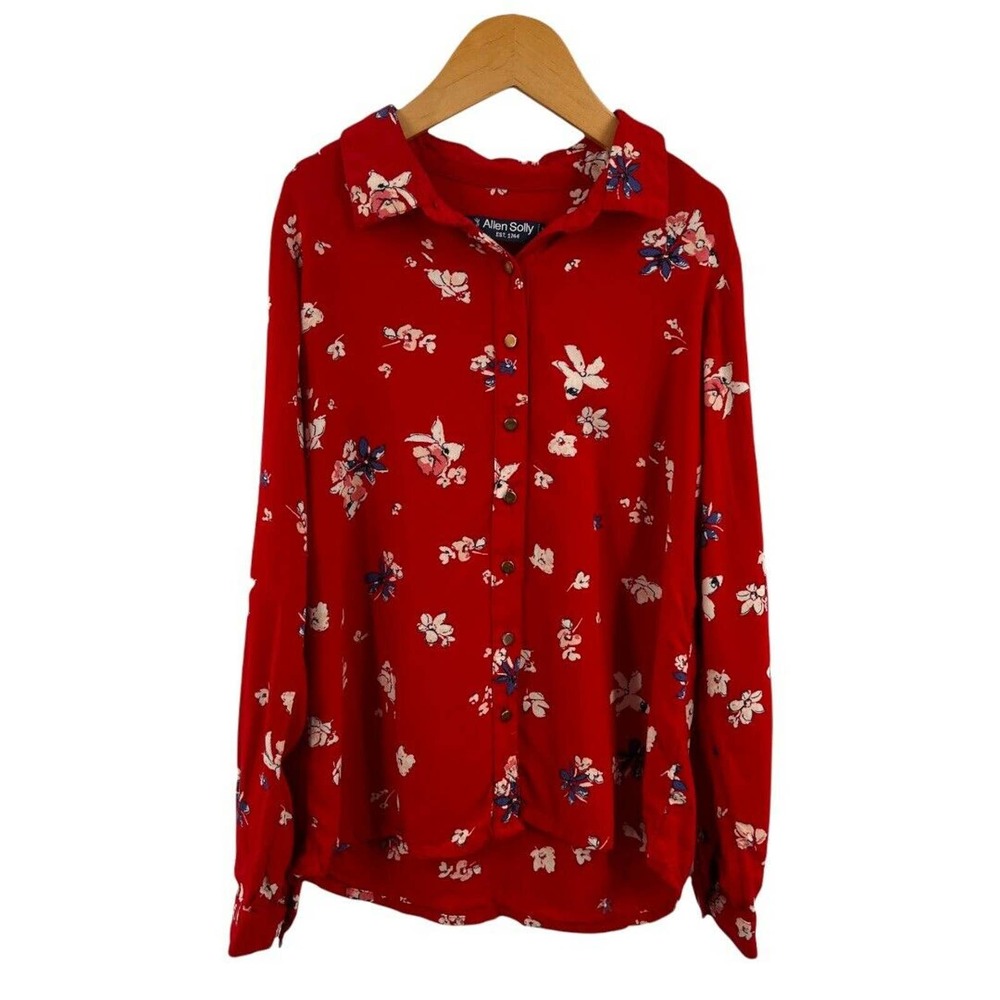 Allen Solly Red Button Down‎ Floral Blouse 9-10 Years